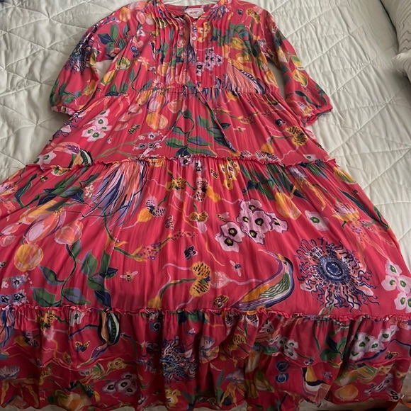 Banjanan Voile Bazaar Azalea Floral Midi Dress Medium - Picture 9 of 16